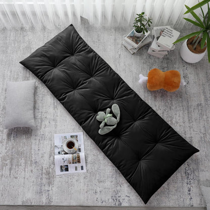 HOMBYS Floor Lounger Pillow Foldable and Tufted Design Long Floor Cushion for Yoga, Reading, Sleeping, Meditation, Elastic Band for Roll Up and Easy Storage, Machine Washable, Dark Grey, 74"x27"