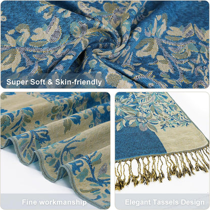 vimate Silky Paisley Pashmina Shawl Scarf-Women's Soft Double-side Jacquard Pashminas Wrap for Evening Dress Travel Shawl