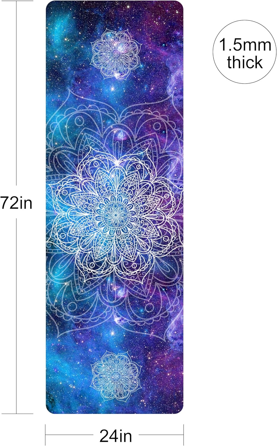 nuveti Printed Travel Yoga Mat-1/16 Inch Thick Non Slip Fitness Workout Mat with Carrying Bag, Foldable Lightweight Suede & Natural Rubber Yoga Mat for Yoga Pilates and Fitness 72" L x 24" W x 1.5mm