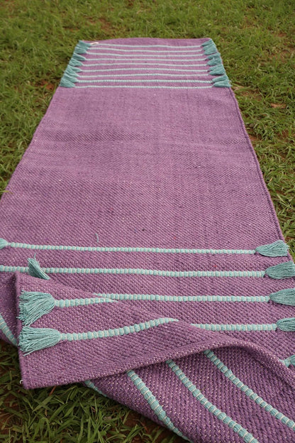Cotton Organic Yoga Mat - Eco-Friendly Hand-Woven Rug - Handloom Foldable Yoga Mat for Everyday Fitness Maditation Rug - (24”x72”)
