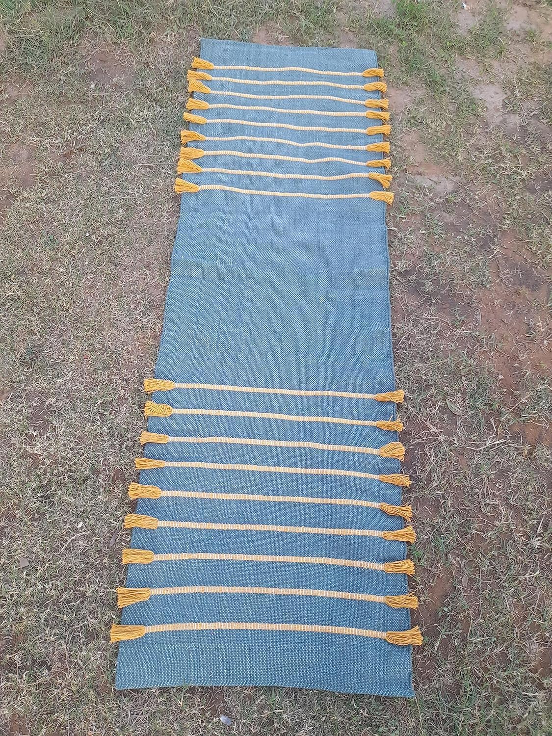 Indian Handmade100 % Organic Anti Skid Multi Colour Cotton Yoga Mat - Eco-Friendly Hand-Woven Rug - Non-Slip & Thick (24”x72”x5mm) for Hot yoga & Everyday Fitness at Home - Comfortable & Foldable Extra-Long Mat