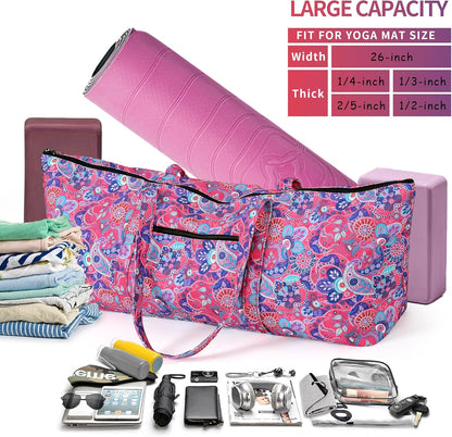 Boulder Bee | Yoga Mat Bag | Large Yoga Mat Carrier with Wet Pocket | Yoga Gifts | Gym Tote Bag for Women