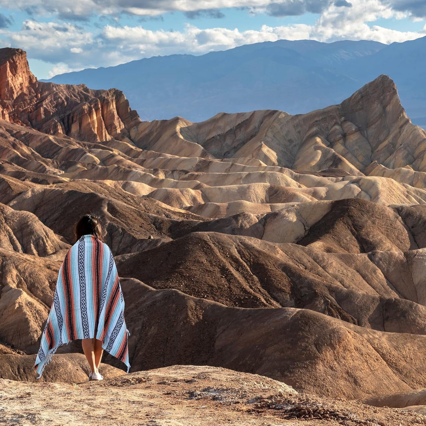 Hydration Nation Authentic Large Handwoven Mexican Blanket - Soft Yoga - Durable Serape - Lightweight Falsa, Beach, Camping, Picnic, Outdoor 70"x50" - Mandarin
