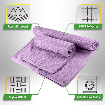 Yoga Mat Towel and Gym Towel Set - 2-Piece Non Slip Set for Hot Yoga, Pilates, and Gym - 72” x 24” Sweat Absorbent and Quick Drying Blanket with Corner Pockets for Mats by Wakeman (Gray)