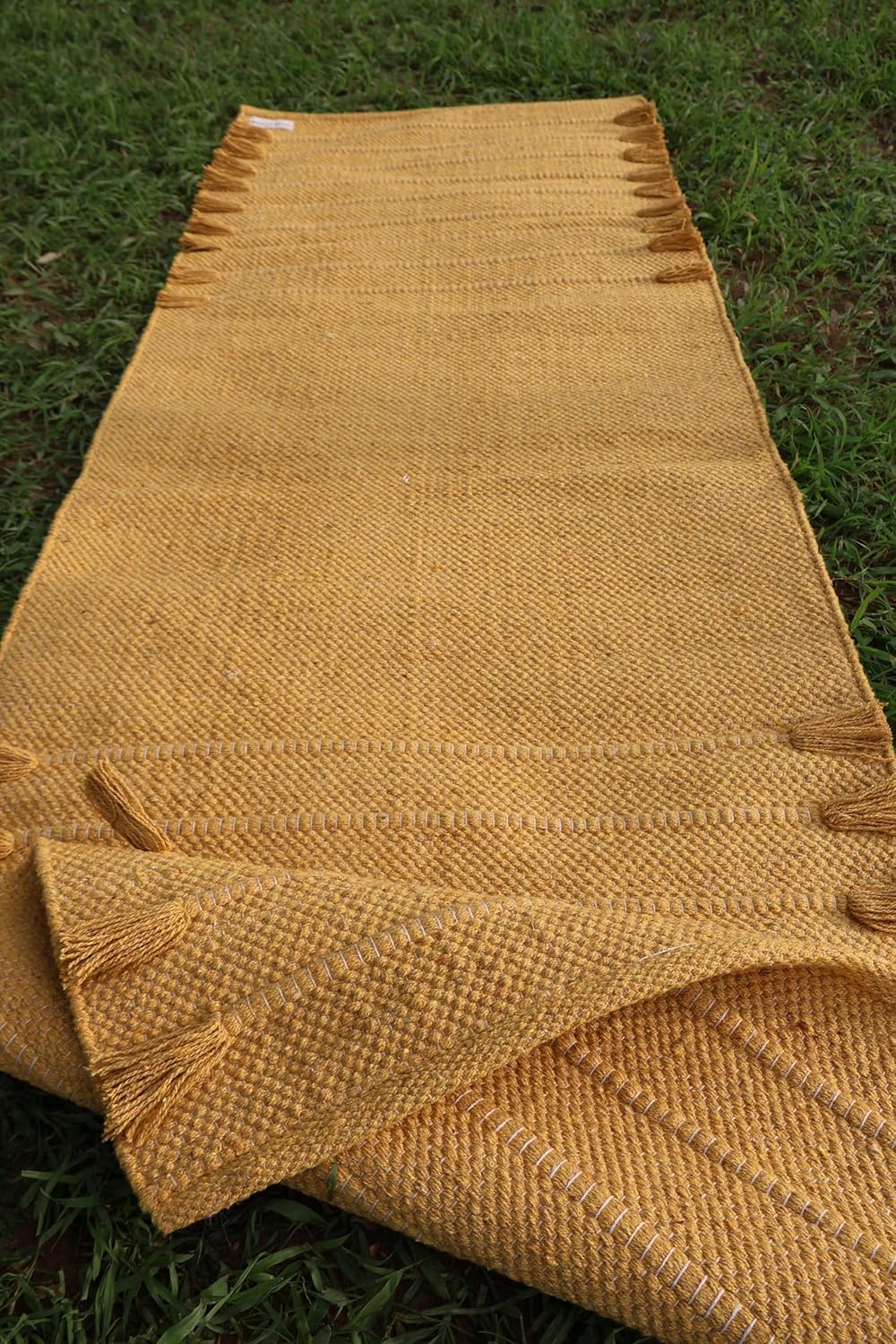EcoComfort Cotton Yoga Mat - Hand-Woven, Extra-Thick for Ultimate Home Fitness - Durable & Stylish Yoga Rug (24”x72”x5mm)