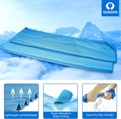 Sukeen [4 Pack Cooling Towel (40"x12"), Soft Breathable Chilly Microfiber Towel for Yoga,Sport,Running,Gym,Workout,Camping,Fitness,Workout & More Activities