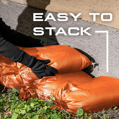 (Not Made in China) 20 Pack, Heavy Duty Sand Bags for Flooding, Empty Sandbags with Tie Strings, UV Protection 1600 Hours, Flood Control,14in x 26in, Sandbag for Weight, 50lb Capacity, White