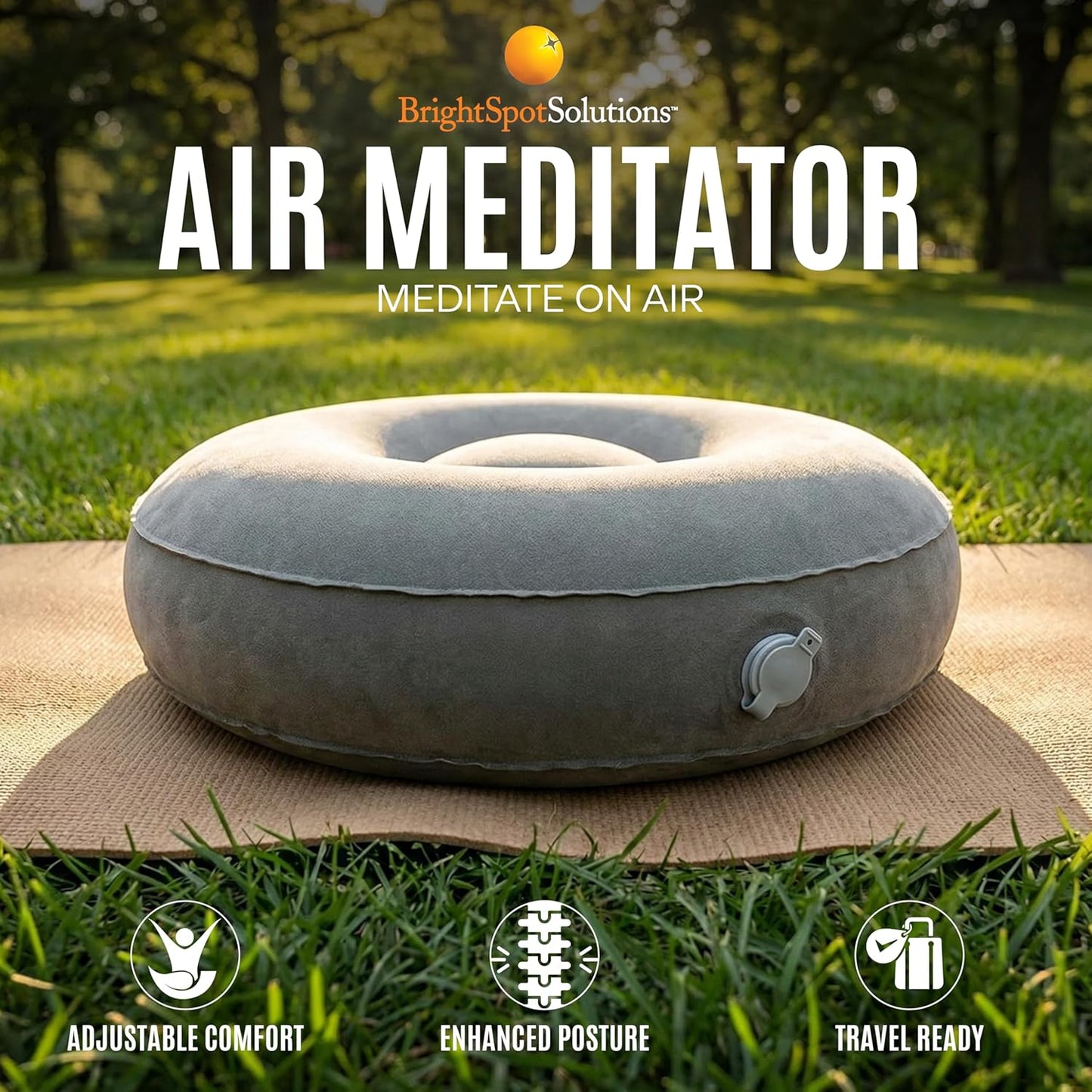 Air Meditator Inflatable Meditation Cushion and Travel Pillow – Meditate on Air in Total Comfort with Adjustable Three-Chamber Design for Enhanced Posture and Portability