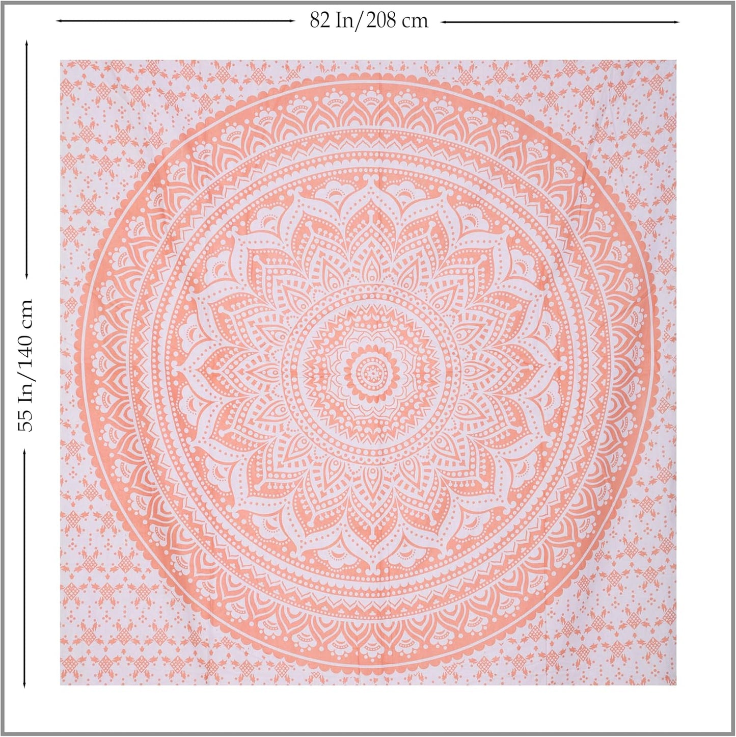 THE ART BOX Original Gold Tapestry Wall Hanging Mandala – Cotton Throw Tapestry – Boho Bedding White and Gold Medium Bedspread 54x60 Inches – Meditation & Yoga Rug Mat