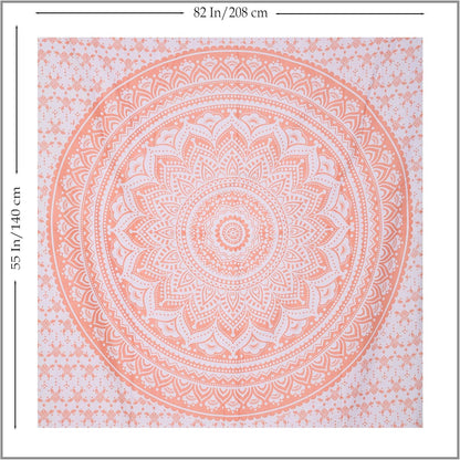 THE ART BOX Original Gold Tapestry Wall Hanging Mandala – Cotton Throw Tapestry – Boho Bedding White and Gold Medium Bedspread 54x60 Inches – Meditation & Yoga Rug Mat