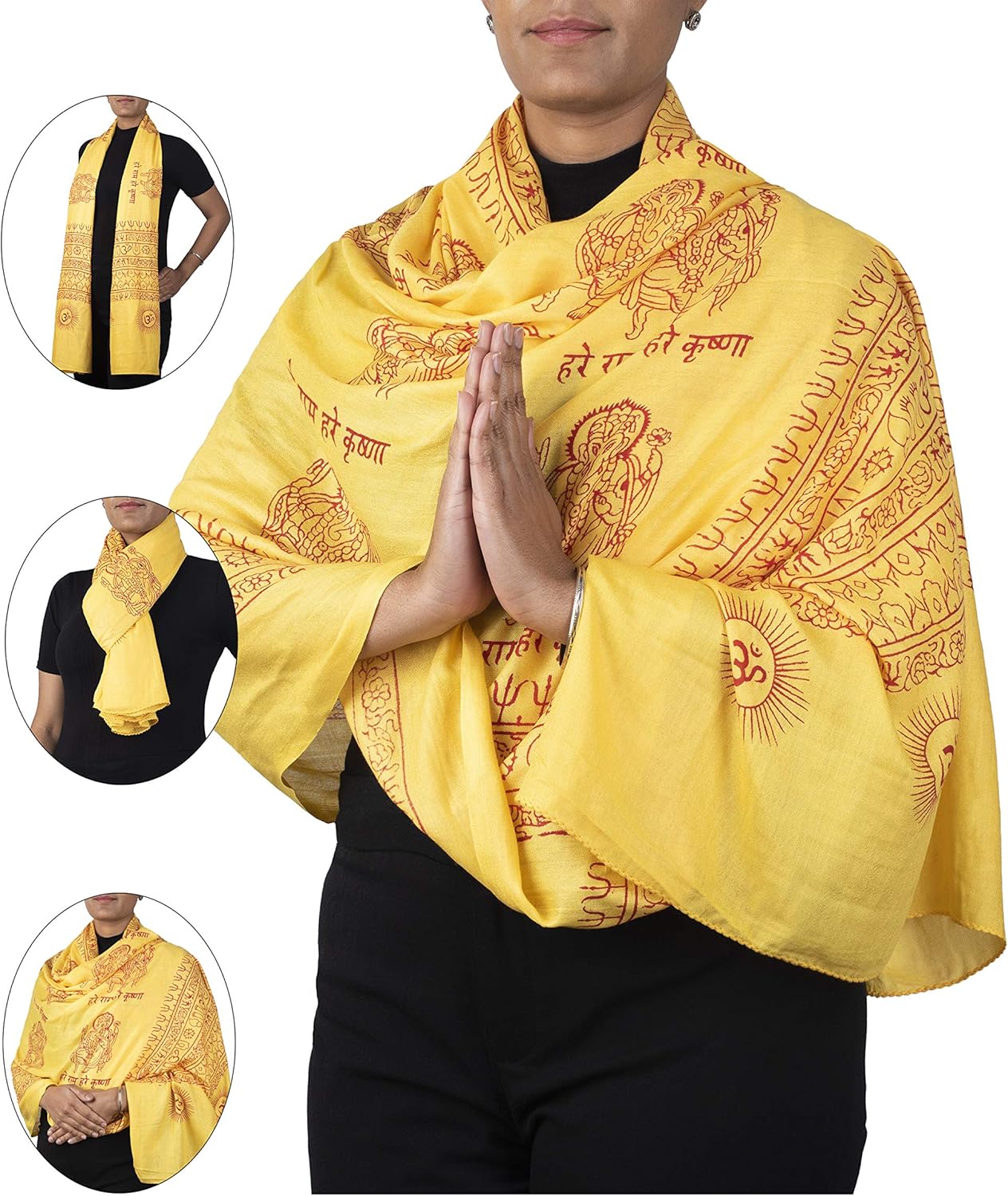 Yoga Scarf Meditation Shawl Large Wrap Hindu Prayer Stole OM Ganesha print