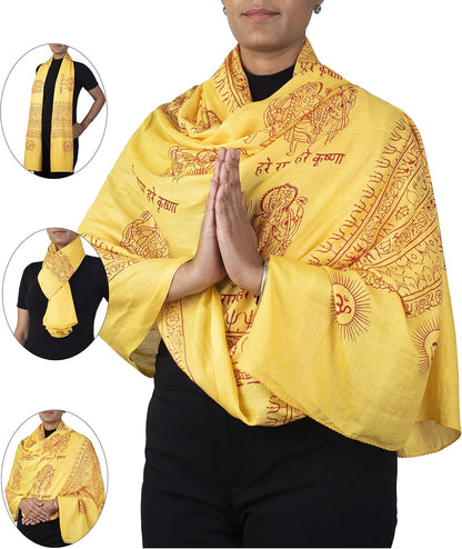 Yoga Scarf Meditation Shawl Large Wrap Hindu Prayer Stole OM Ganesha print