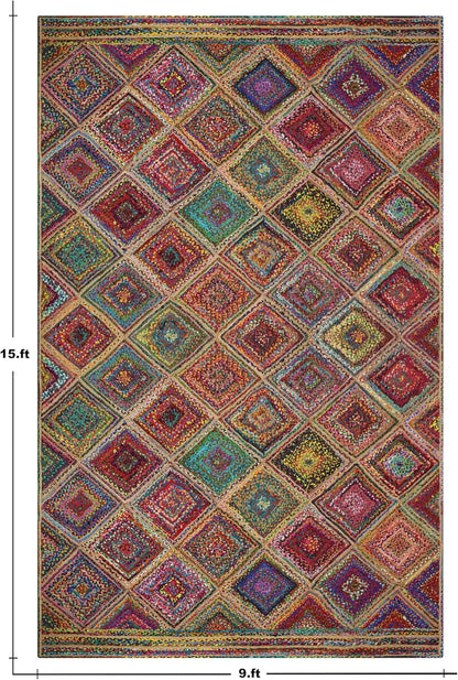 Kilim Rug 3' Round Area Rug Olive Beige White Braided Jute Carpet, Indoor Outdoor Flatweave Rug for Bedroom, Bedside, Kitchen, Beach & Terrace Yoga Mat - Colors A