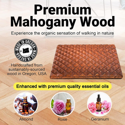 Premium Mohagany Wood Acupressure Reflexology marma mat for Feet, Back | Neck Pain | Sciatica | Plantar Fasciitis | Insomnia | Stress Relief | Patented Curve Design | Made in USA