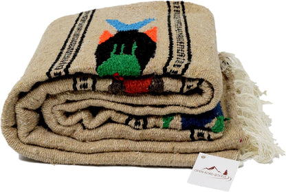 Open Road Goods Thick Mexican Yoga Blanket - Serape Fish Design - Handmade (Mint)