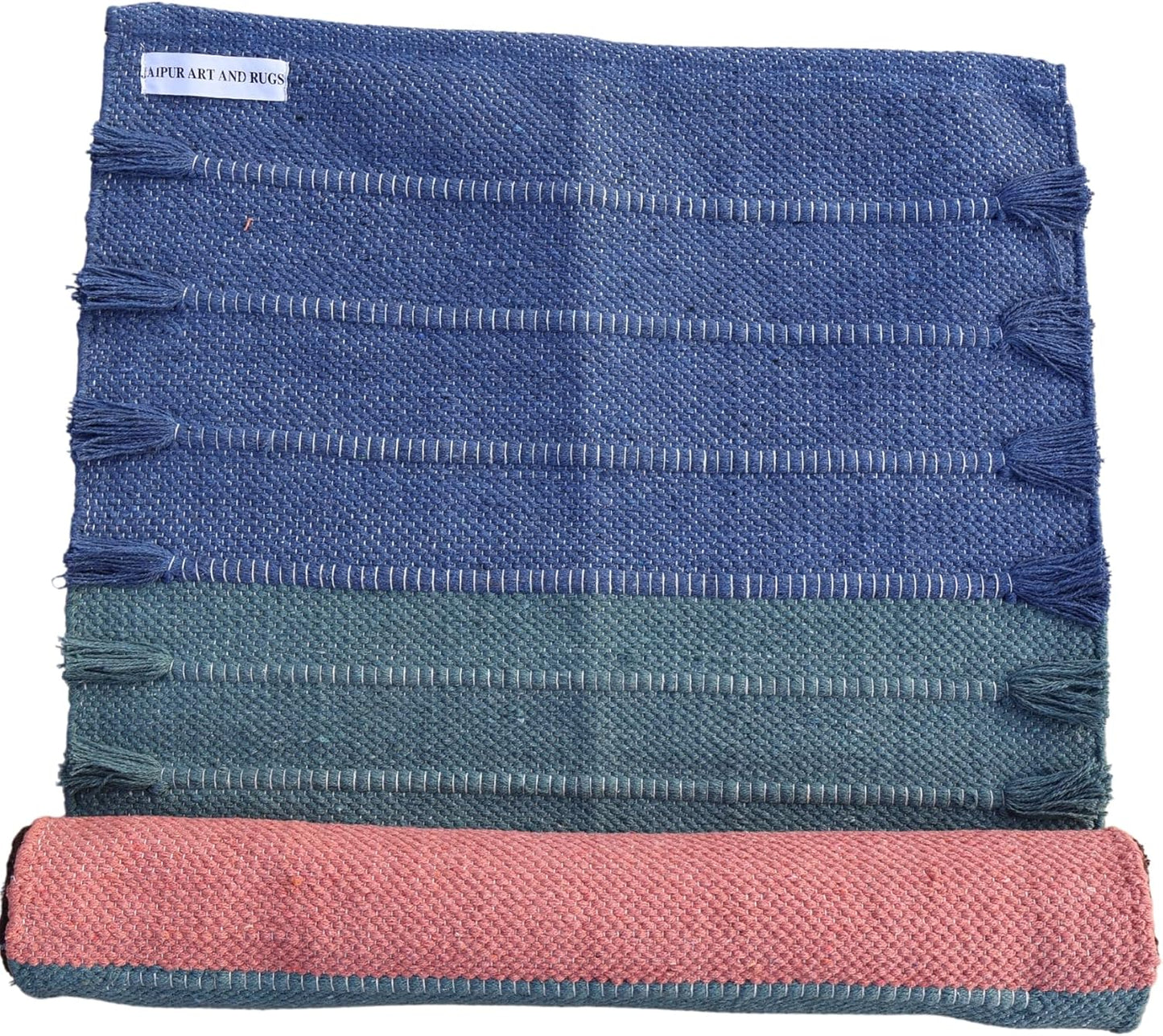 Jaipur art & Rugs Cotton Yoga Mat - Eco-Friendly Hand-Woven Rug - Non Slip & Thick (24”x72”x5mm) for Everyday Fitness at Home - Comfortable Extra-Long