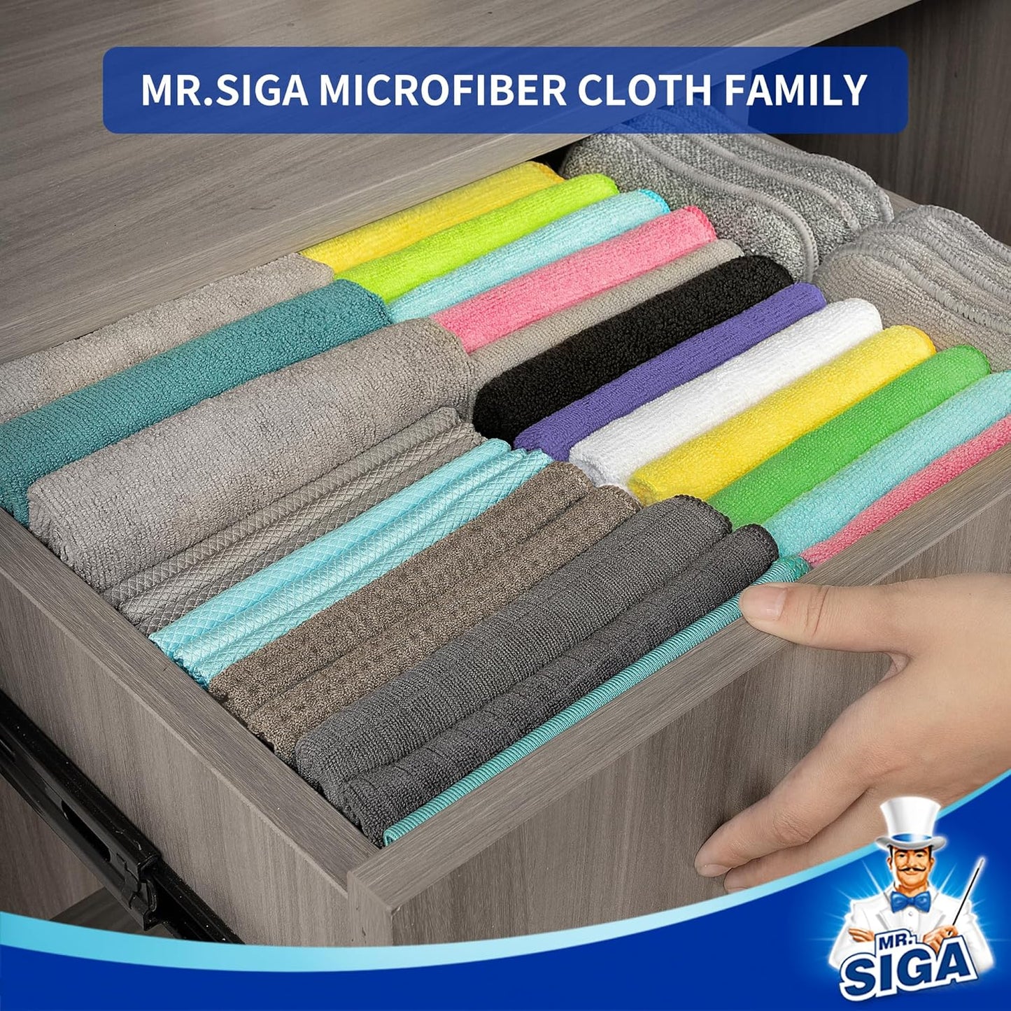 MR.SIGA Microfiber Cleaning Cloth, Pack of 6, Size: 13.8" x 15.7"