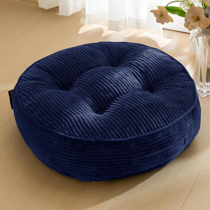 HIGOGOGO Floor Pillow Cushion for Adults, Meditation Cushion Pillow, Large Square Floor Sitting, Tufted Corduroy Cover, for Tatami Living Room or Yoga, 22x22 Inch, Dark Grey