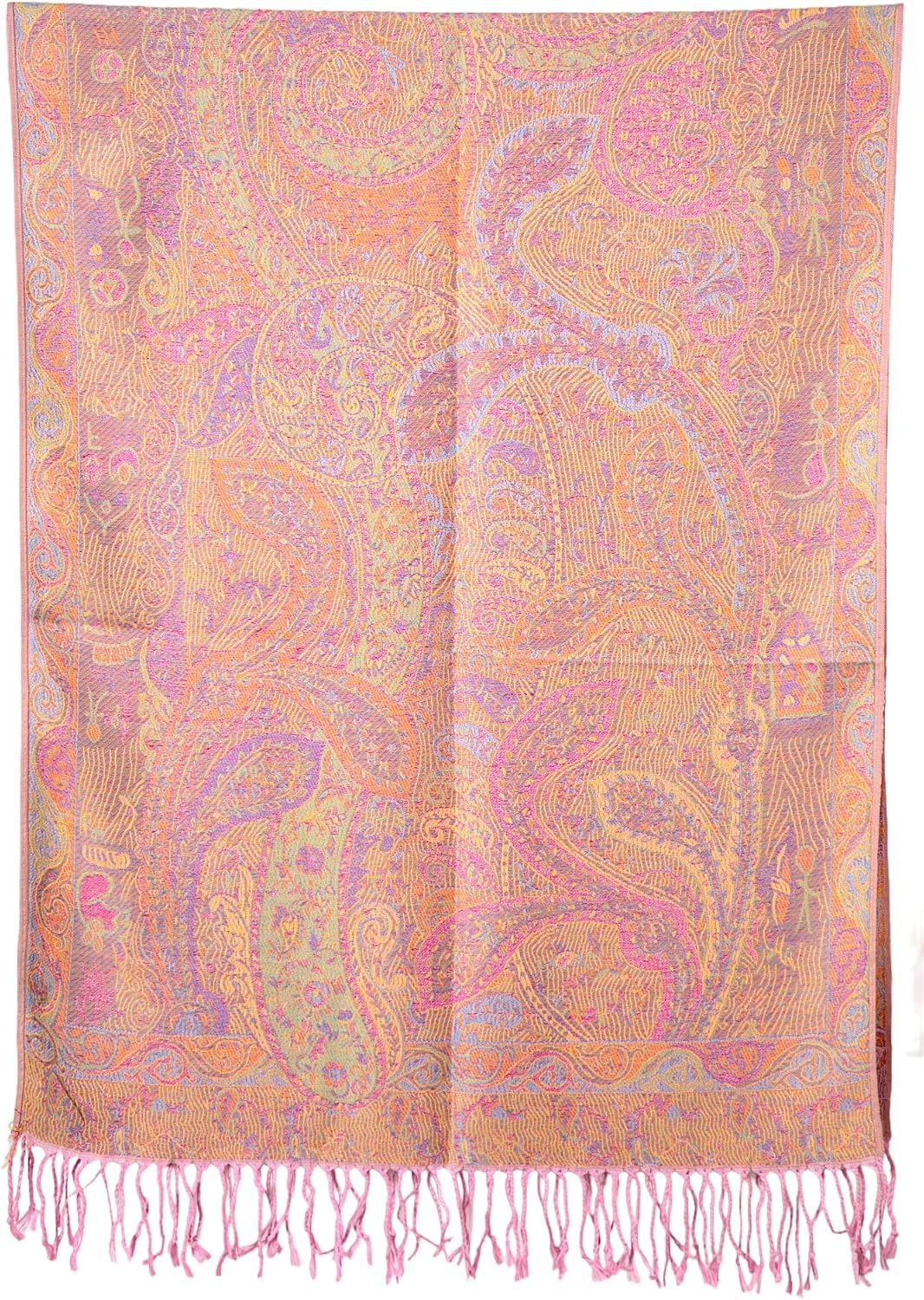 Achillea Reversible Paisley Pashmina Rave Scarf – Exotic Indian Shawls and Wraps for Evening Dresses, Festivals, All Seasons - Colors B