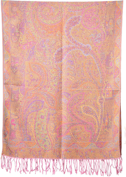 Achillea Reversible Paisley Pashmina Rave Scarf – Exotic Indian Shawls and Wraps for Evening Dresses, Festivals, All Seasons - Colors B