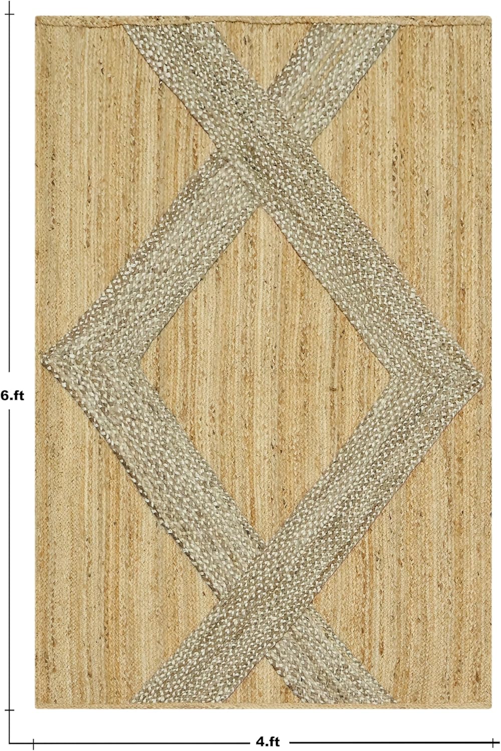Kilim Area Rug 2x3 Flatweave Hand Braided Jute Offwhite Beige Design Handmade Boho Thick 0.27" Geometric Pattern Carpet Sisal Jute Rug Indoor Outdoor Use Rugs for Bedside, Kitchen, Yoga Mat - Colors C