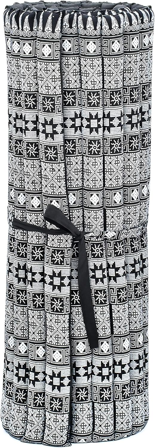 Leewadee - Kapok Roll Mat – Handcrafted Folding Sleep & Relaxation Mattress from Thailand, Ideal as Guest Bed, Camping Mat, Yoga Mat or Traditional Futon, 75 x 39 inches, Anthracite
