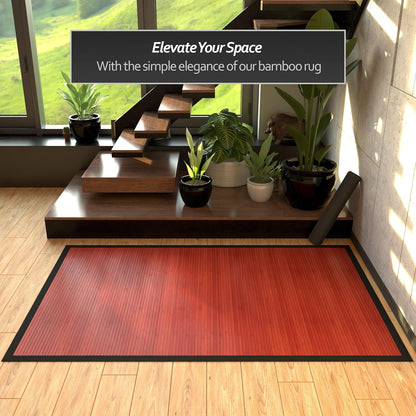 Red Lantern Bamboo Rug - Little Leaf - 4' x 6'