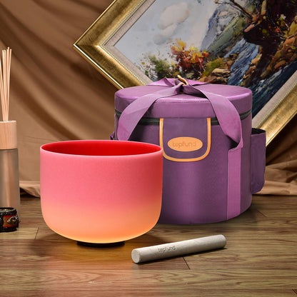 TOPFUND Pink Purple F Note Crystal Singing Bowl Heart Chakra 8 inch with Suede Mallet