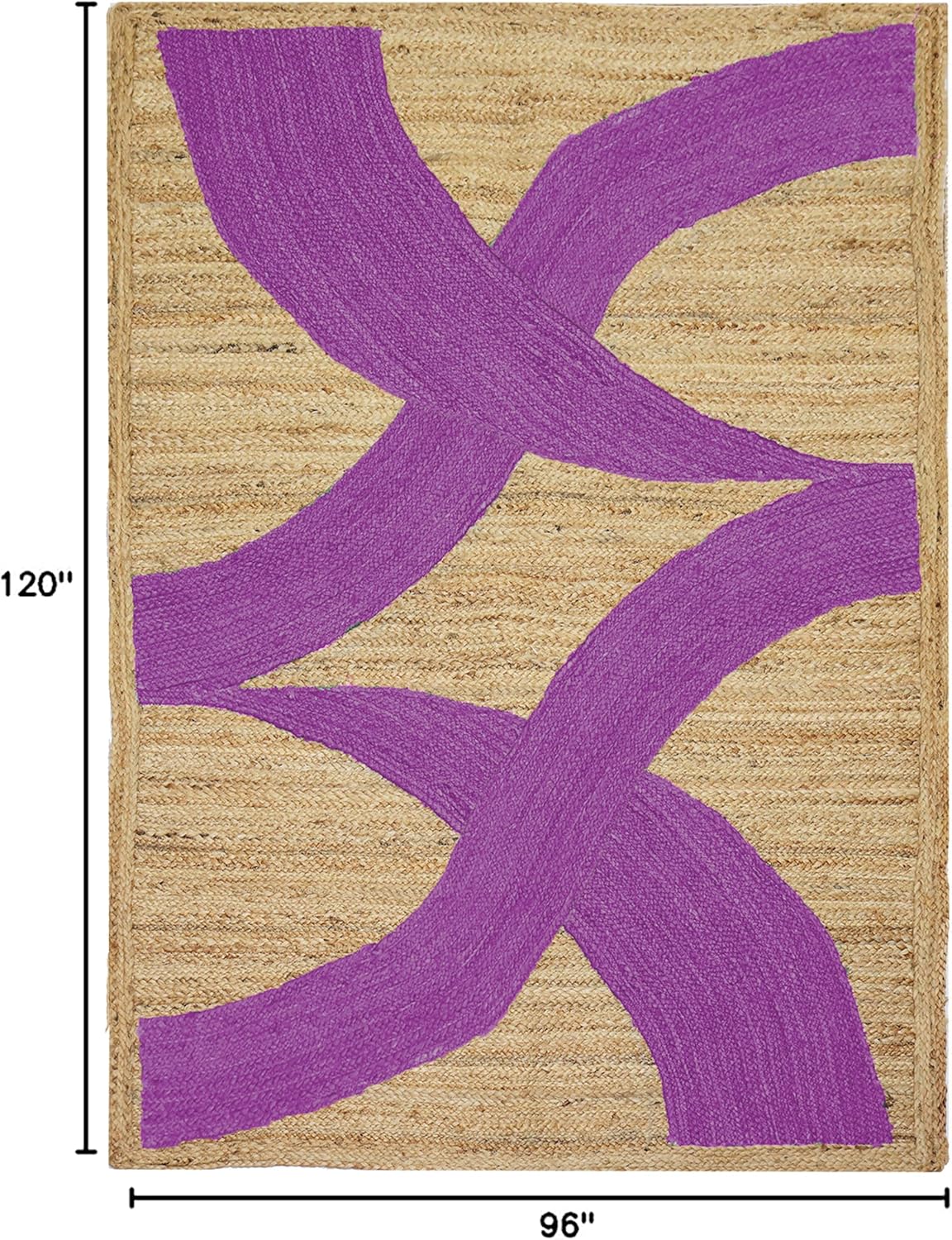 Premium Quality Jute Rug 4x6 Feet Area Rug Natural Fiber Jute Rugs Thick 0.27" Black Abstract Pattern Geometric Rugs for Kids Room, Living Room, Yoga Mat, Indoor Outdoor Carpet - Colors C