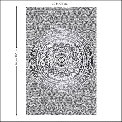 THE ART BOX Original Gold Tapestry Wall Hanging Mandala – Cotton Throw Tapestry – Boho Bedding White and Gold Medium Bedspread 54x60 Inches – Meditation & Yoga Rug Mat