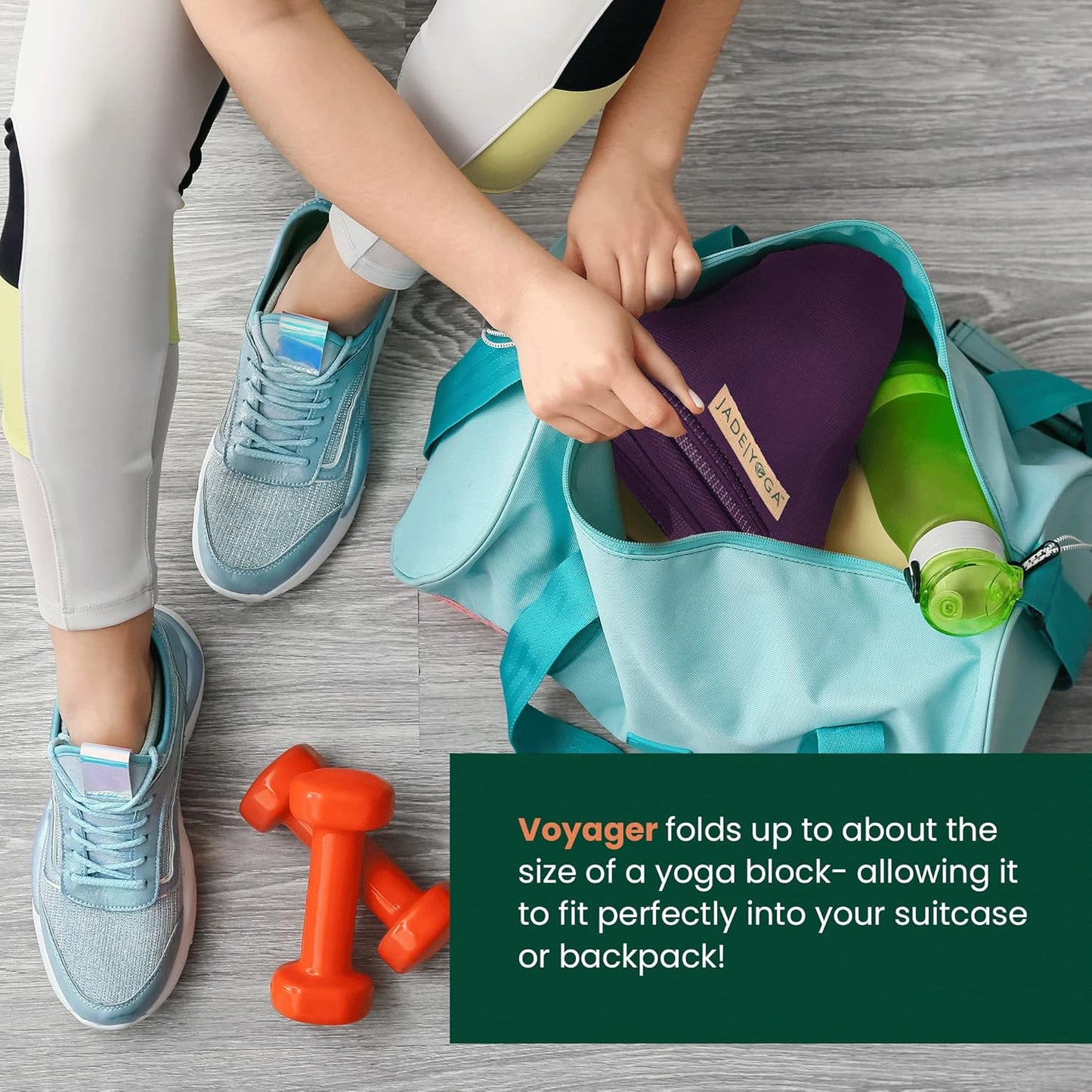 JadeYoga Voyager Yoga Mat - Lightweight & Portable Rubber Yoga Mat - Non-Slip Exercise Mat for Women & Men - Great for Yoga, Home Workout, Gym Fitness, Pilates, Stretching, and More