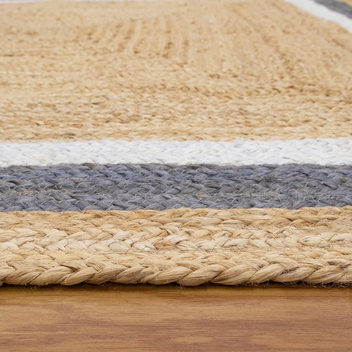 Heavy Material Hand Braided Jute 3x5 Natural Jute Beige Multi Geometric Design Hand Woven Rug Flatweave Area Carpet Indoor Outdoor Rugs for Kitchen Garden Yoga Mat - Colors B