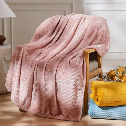 NEWCOSPLAY Super Soft Throw Blanket Light Purple Premium Silky Flannel Fleece Leaves Pattern Lightweight Bed Blanket All Season Use (Light Purple, Throw(50"x60")) - Colors A