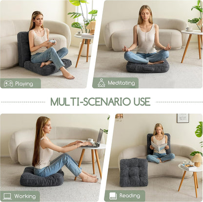 HIGOGOGO Floor Pillow Cushion for Adults, Meditation Cushion Pillow, Large Square Floor Sitting, Tufted Corduroy Cover, for Tatami Living Room or Yoga, 22x22 Inch, Dark Grey