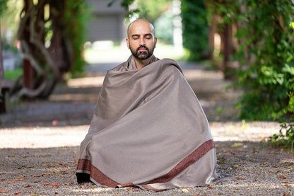 Soft Premium Wool Blend Meditation Shawl - Large Unisex Prayer Wrap, Oversize Scarf & Versatile Blanket