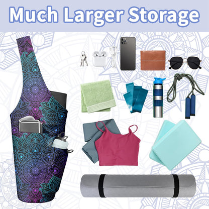 Yoga Bag for Women, Large Yoga Mat Bag Tote Carrier with Wet Dry Pocket, Water Bottle Holder & Adjustable Strap, Fits 1/2" Thick Yoga Mat for Gym, Pilates, Travel, Work