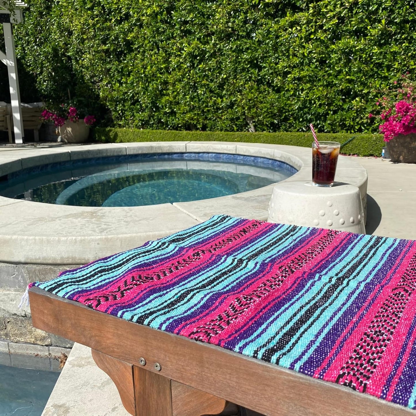 Del Mex Classic Mexican Blanket, Large Authentic Woven Falsa Throw (70"x50"), Artisan Southwest Décor for Beach, Yoga, Outdoors (Lavender)