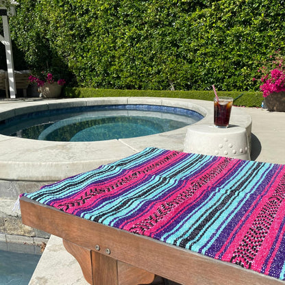 Del Mex Classic Mexican Blanket, Large Authentic Woven Falsa Throw (70"x50"), Artisan Southwest Décor for Beach, Yoga, Outdoors (Lavender)