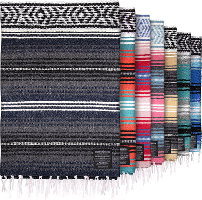 Hydration Nation Authentic Large Handwoven Mexican Blanket - Soft Yoga - Durable Serape - Lightweight Falsa, Beach, Camping, Picnic, Outdoor 70"x50" - Mandarin