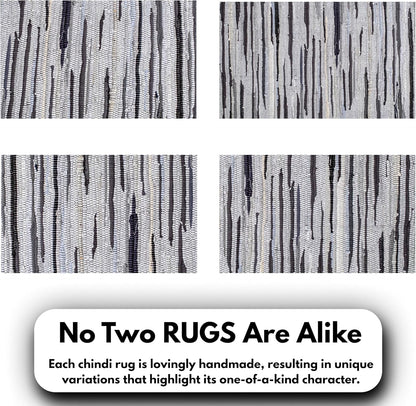 Ramanta Home 100% Cotton Chindi Hosiery Rug 24x36 Inch - Dark Multi, Farmhouse Reversible Soft Bohemeian Rugs Ideal for Entryways, Kitchen, Bedroom | Durable Lightweight Handmade Accent Doormat