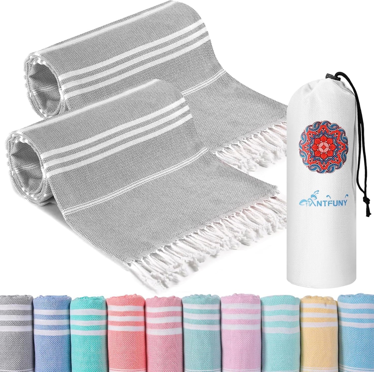 Antfuny Turkish Beach Towels Vacation Essentials Quick Dry Sand Free Oversized Bath Pool Swim Towel Extra Large XL Blanket Adult Travel Cruise Accessories Must Haves Clearance Stuff Necessities - Colors C