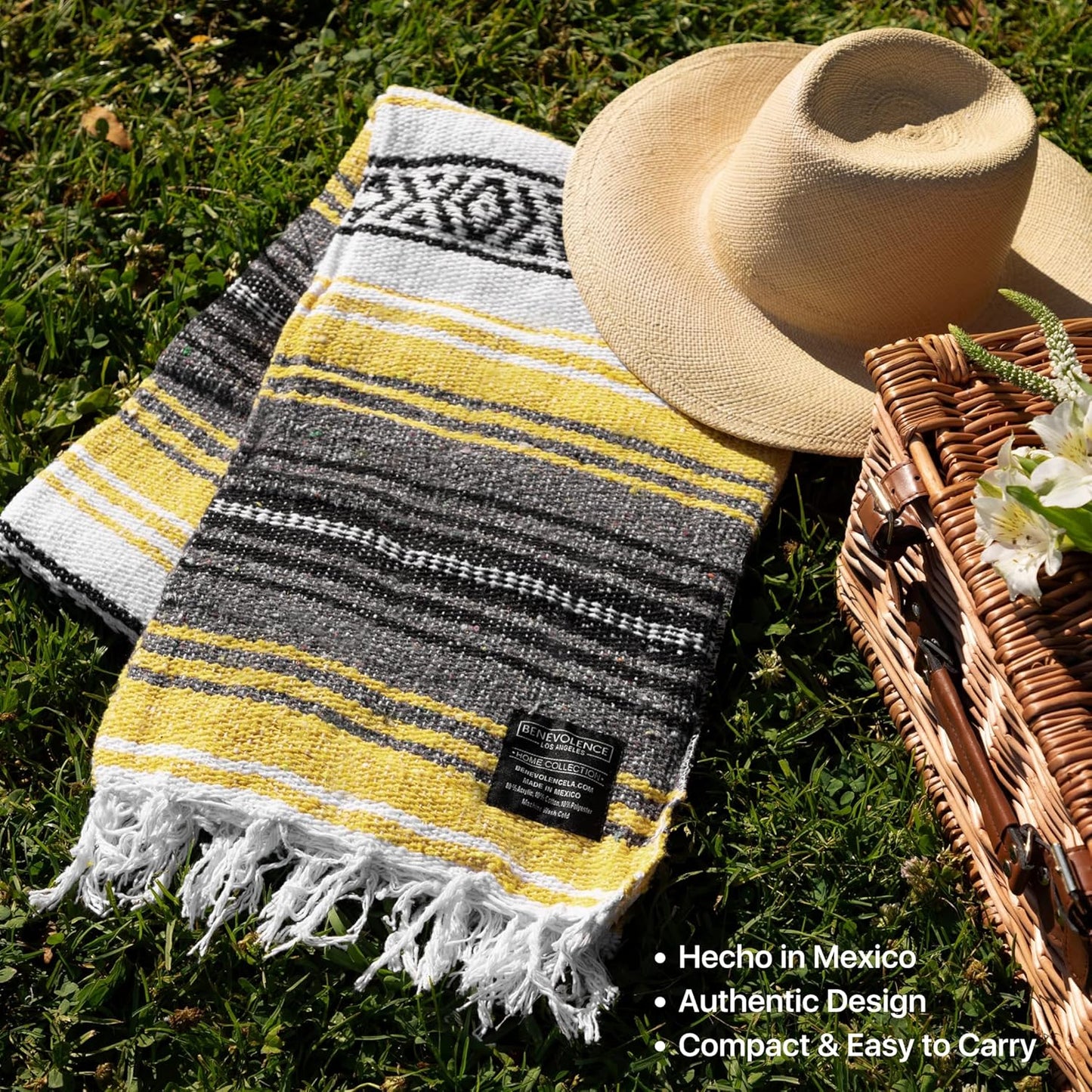 Benevolence LA Authentic Handwoven Mexican Blanket | Yoga Blankets, Outdoor, Picnic, Beach, Camping | Equestrian Saddle | Serape 50x70 inches - Coral, Pack of 1