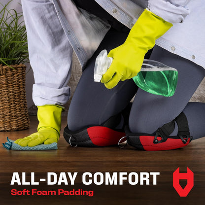 NoCry Flooring Knee Pads for Men with Extra-Wide Gel & Thick Foam Cushion — Floor-Safe Anti-Slip Leather Kneepads for Construction Work with Reinforced Adjustable Straps and Military-Grade Rivets