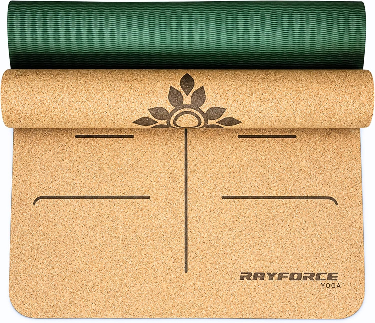 Cork Yoga Mat for Hot Yoga – Sweat Activated Non Slip Grip, 6MM Thick Workout & Fitness Exercise Mat for Men & Women with Alignment Lines, Premium Cork & TPE Yoga Mat for Pilates, Stretching & Home Gym – Rayforce