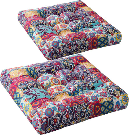 Codi Boho Floor Pillow, Large Meditation Cushion for Adults, Square Pillows Seating for Yoga Living Room Tatami Sitting Home Decor, Memory Foam Added, 22x22 Inch, Multi Patchwork