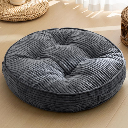 HIGOGOGO Floor Pillow Cushion for Adults, Meditation Cushion Pillow, Large Square Floor Sitting, Tufted Corduroy Cover, for Tatami Living Room or Yoga, 22x22 Inch, Dark Grey