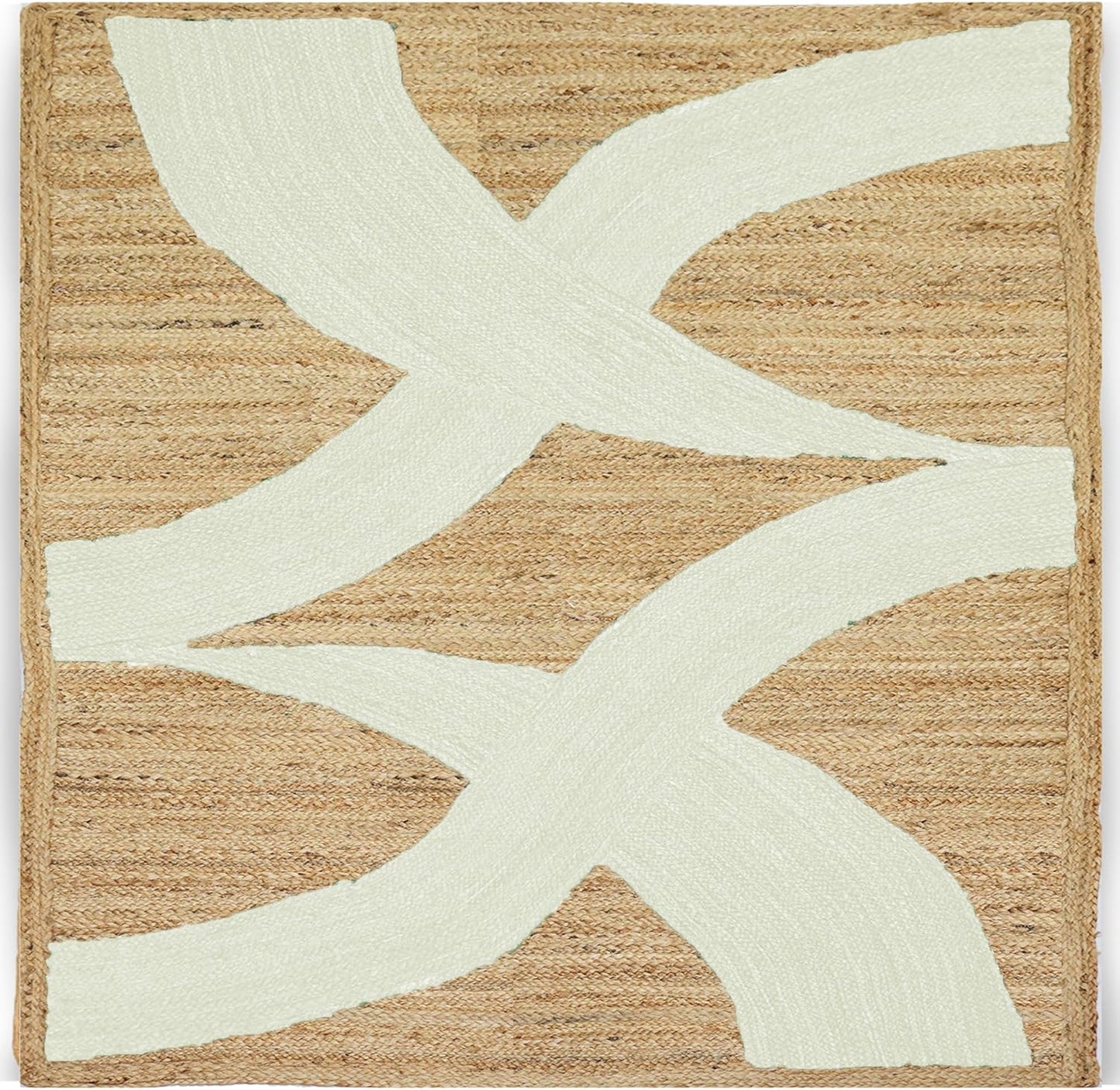 Premium Quality Jute Rug 4x6 Feet Area Rug Natural Fiber Jute Rugs Thick 0.27" Black Abstract Pattern Geometric Rugs for Kids Room, Living Room, Yoga Mat, Indoor Outdoor Carpet - Colors C
