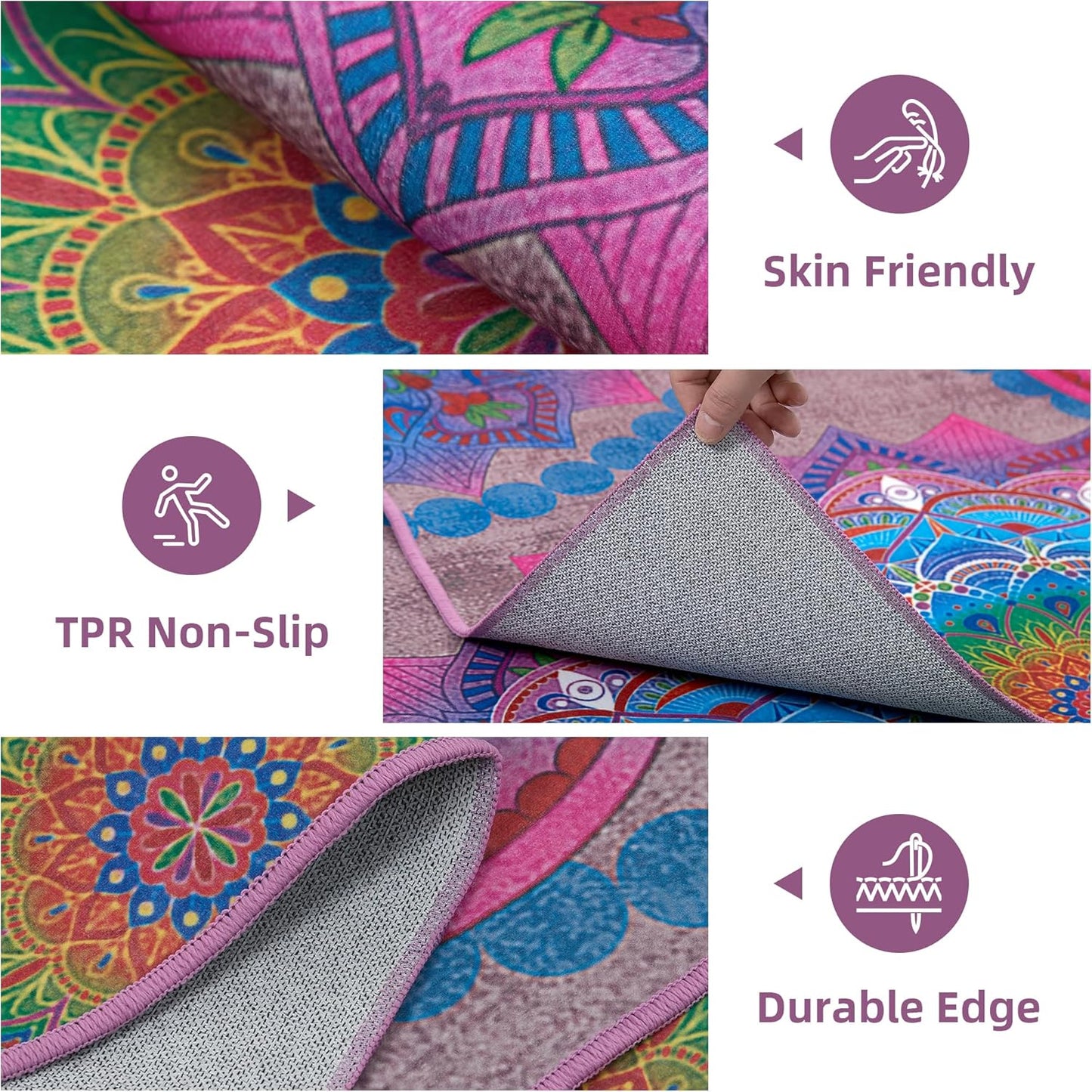 Arenarug Meditation Indoor Outdoor Rug 5x8 ft Mandala Pattern Rug Boho Style,Yoga Meditation Mat Picnic Rug for Patio Living Room Porch Garden Deck Backyard Easy to Clean Non Shedding Non-Slip