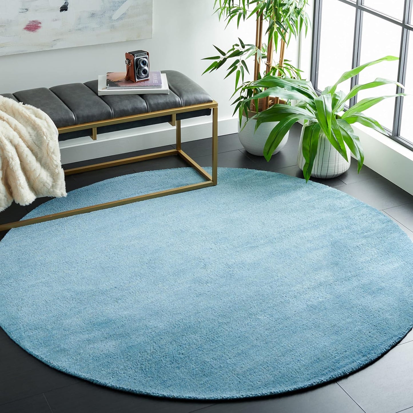 SAFAVIEH Himalaya Collection 6' Round Black HIM610C Handmade Premium Wool Area Rug