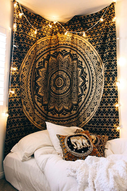 raajsee Indian Cotton Green Tapestry Mandala Wall Hangings- Tapestry For Bedroom - Indie Wall Tapestry Hippie Room Decor - Boho Small Tapestrys Aesthetic 30x40 Inches